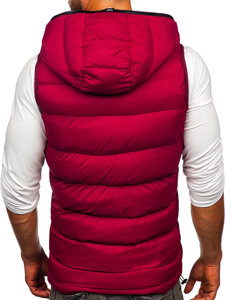 Gilet trapuntato spesso con cappuccio da uomo bordò Bolf 7M805