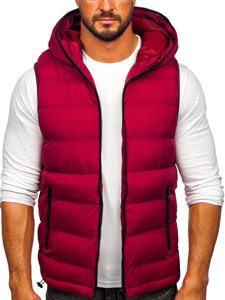 Gilet trapuntato spesso con cappuccio da uomo bordò Bolf 7M805