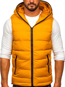 Gilet trapuntato spesso con cappuccio da uomo cammello Bolf 7M805