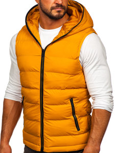 Gilet trapuntato spesso con cappuccio da uomo cammello Bolf 7M805