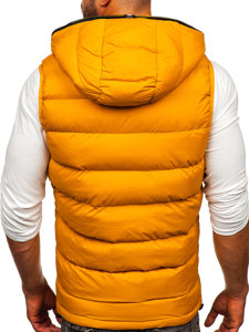 Gilet trapuntato spesso con cappuccio da uomo cammello Bolf 7M805