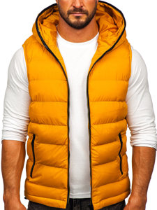 Gilet trapuntato spesso con cappuccio da uomo cammello Bolf 7M805