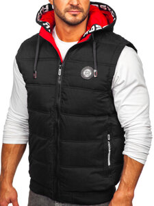 Gilet trapuntato spesso con cappuccio da uomo nero Bolf 84M3027