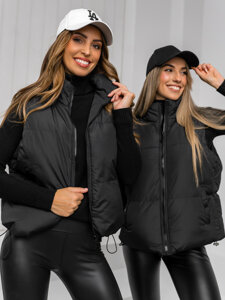 Gilet trapuntato spesso da donna nero Bolf 5M3150A