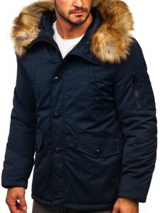 Giubbotto invernale parka tipo alaska da uomo blu Bolf JK355