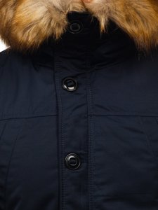 Giubbotto invernale parka tipo alaska da uomo blu Bolf JK355