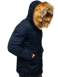 Giubbotto invernale parka tipo alaska da uomo blu Bolf JK355