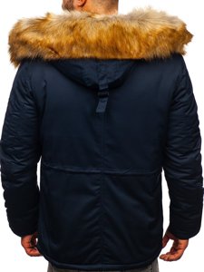 Giubbotto invernale parka tipo alaska da uomo blu Bolf JK355