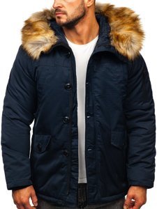 Giubbotto invernale parka tipo alaska da uomo blu Bolf JK355