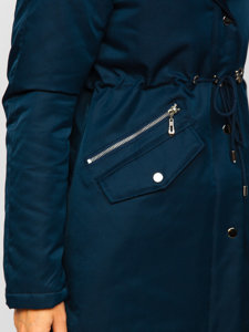 Giubbotto invernale tipo parka con cappuccio da donna blu Bolf 5M762