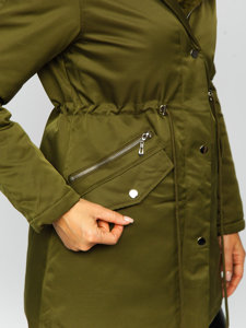 Giubbotto invernale tipo parka con cappuccio da donna khaki Bolf 5M762