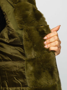 Giubbotto invernale tipo parka con cappuccio da donna khaki Bolf 5M762