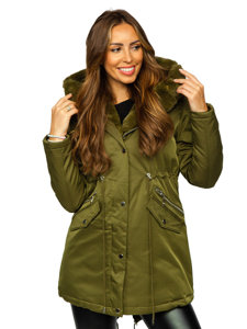 Giubbotto invernale tipo parka con cappuccio da donna khaki Bolf 5M762