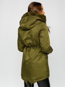 Giubbotto invernale tipo parka con cappuccio da donna khaki Bolf 5M762