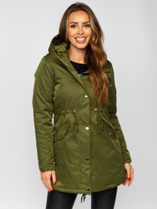 Giubbotto invernale tipo parka con cappuccio da donna khaki Bolf 5M772