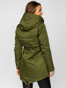 Giubbotto invernale tipo parka con cappuccio da donna khaki Bolf 5M772