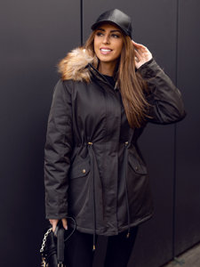 Giubbotto invernale tipo parka con cappuccio da donna khaki Bolf B532