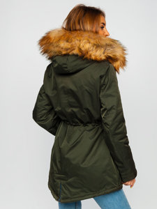 Giubbotto invernale tipo parka con cappuccio da donna khaki Bolf B532