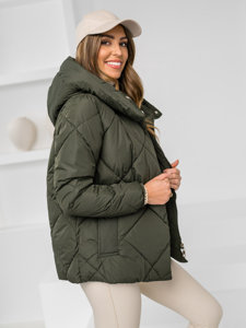 Giubbotto invernale trapuntato con cappuccio da donna khaki Bolf 5M3175