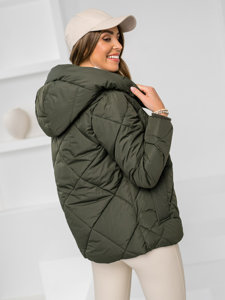 Giubbotto invernale trapuntato con cappuccio da donna khaki Bolf 5M3175