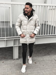 Giubbotto invernale trapuntato tipo parka da uomo beige chiaro Bolf 5M790