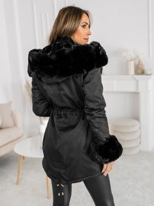 Giubbotto parka invernale con cappuccio da donna nero Bolf B553