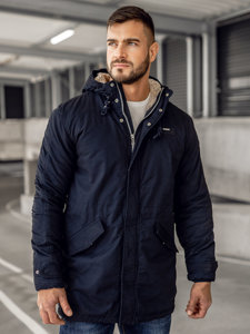 Giubbotto parka invernale in cotone da uomo blu Bolf EX838A