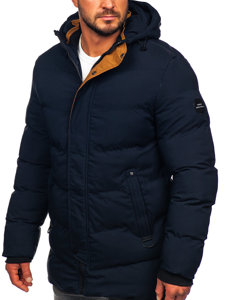 Giubbotto parka invernale trapuntato da uomo blu Bolf 7330