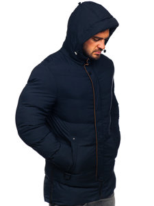 Giubbotto parka invernale trapuntato da uomo blu Bolf 7330