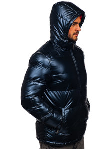 Giubbotto sportivo trapuntato oversize invernale da uomo blu Bolf EX2138B