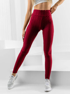 Leggings a coste da donna bordò Bolf HL157