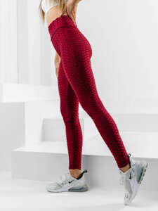 Leggings a coste da donna bordò Bolf HL157