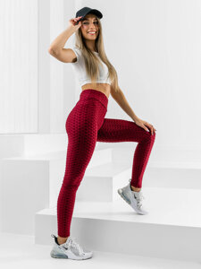 Leggings a coste da donna bordò Bolf HL157