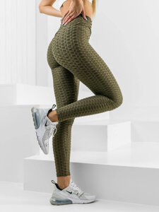 Leggings a coste da donna khaki Bolf HL157