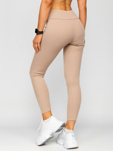 Leggings a costine da donna cappuccino Bolf 020