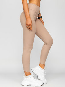 Leggings a costine da donna cappuccino Bolf 020