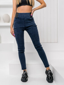 Leggings in denim da donna blu Bolf S111