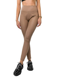 Leggings in pelle da donna beige Bolf 2048