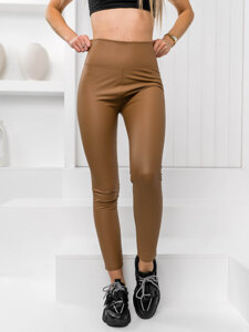 Leggings in pelle da donna marrone Bolf 2048