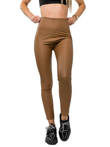 Leggings in pelle da donna marrone Bolf 2048