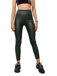 Leggings in pelle da donna verde Bolf 2048