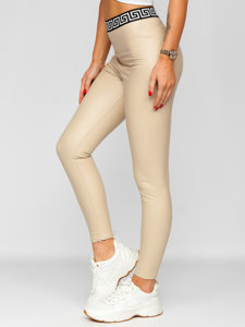 Leggings in similpelle da donna beige Bolf MY16572