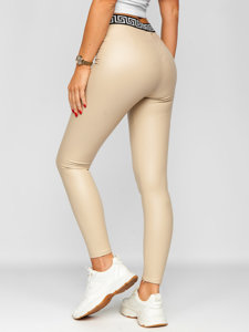 Leggings in similpelle da donna beige Bolf MY16572