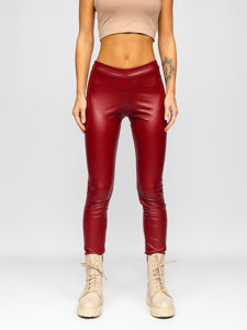 Leggings in similpelle da donna bordò Bolf 0012