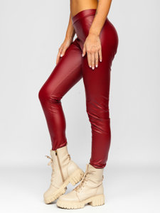 Leggings in similpelle da donna bordò Bolf 0012