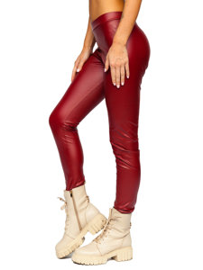 Leggings in similpelle da donna bordò Bolf 0012