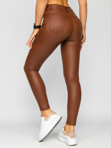 Leggings in similpelle da donna cioccolato Bolf DM850