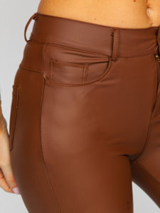 Leggings in similpelle da donna cioccolato Bolf DM850