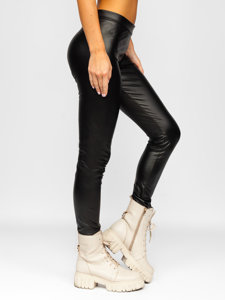 Leggings in similpelle da donna neri Bolf 0012