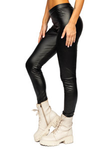 Leggings in similpelle da donna neri Bolf 0012